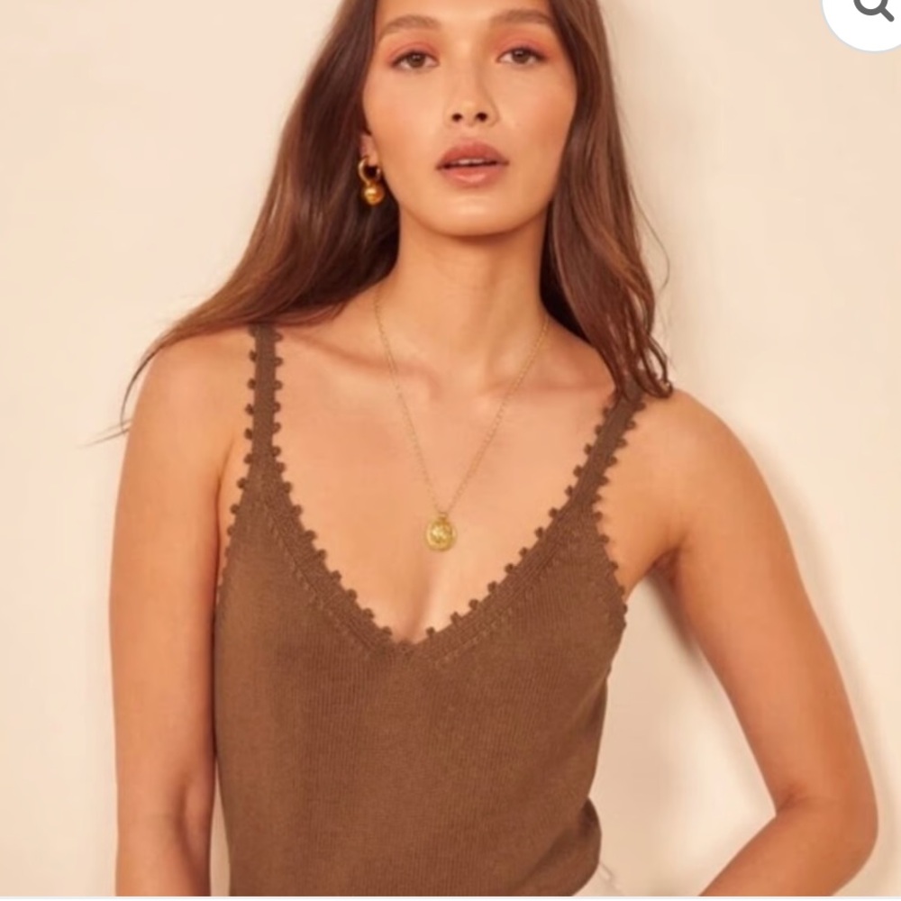 Reformation Brown Wisteria V-Neck Camisole XS